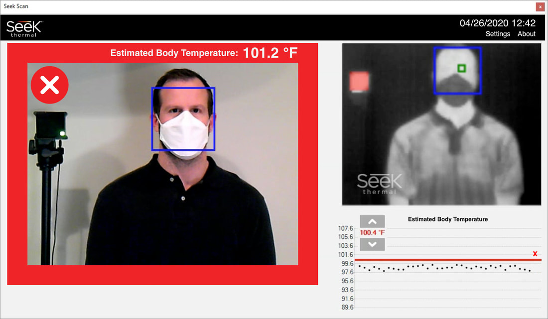 Sotware Display: Estimated body temperature is above the alarm temperature.