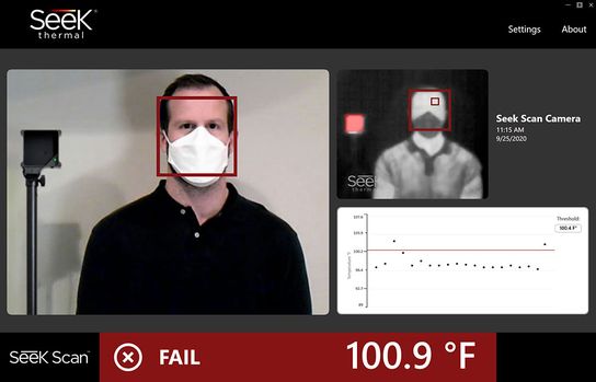 Sotware Display: Estimated body temperature is above the alarm temperature.