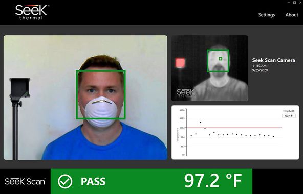 Software Display: Estimated body temperature is below the alarm temperature.