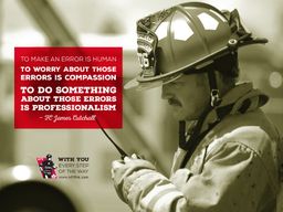 Pair of firefighters with quote &quot;One cannot cultivate a sense of duty, while maintaining an attitude of entitlement&quot;